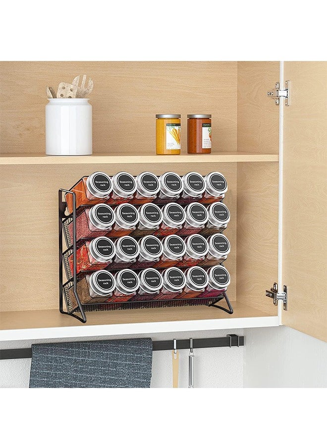 Garlo Spice Rack with 24 Spice Jars, 4 Tier Spice Rack Organizer for Cabinet Spice Rack Organizer for 120ml Spice Jar, Spice Rack Wall Mount Black Hanging Spice Rack Spice Storage  - Image 4