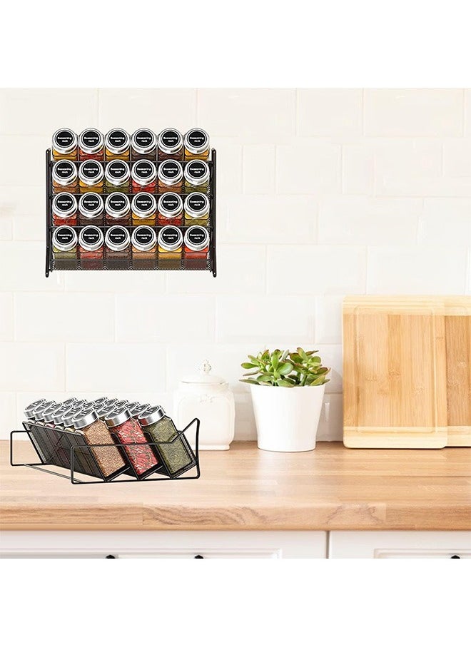 Garlo Spice Rack with 24 Spice Jars, 4 Tier Spice Rack Organizer for Cabinet Spice Rack Organizer for 120ml Spice Jar, Spice Rack Wall Mount Black Hanging Spice Rack Spice Storage  - Image 5