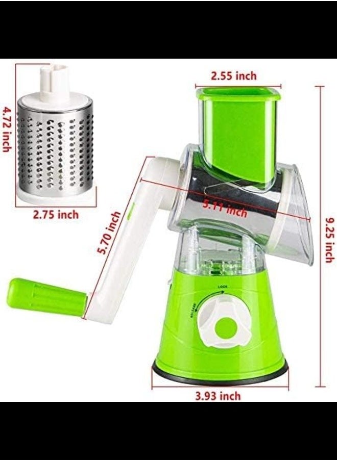 Denx - Manual Tabletop Drum Cheese Grater, 3 In 1 Rotary Shredder Slicer Grinder For Cucumber Nut Potato Carrot Cheese, Vegetable Salad Shooter,Assorted Color - Image 1