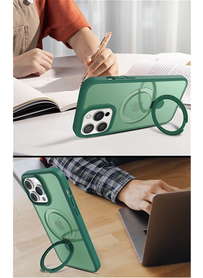 iPhone 15 Pro Max Magsafe Case with Built-in Stand, Anti-Fingerprint Matte Back, Mil-Grade Anti-Drop Shockproof For iPhone 15 Pro Max Case 6.7 Inch Translucent Grey