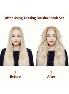 Patelai 3 Pieces Hair Teasing Comb Set Includes 2 Nylon Triple Teasing Comb Rat Tail Combs And Boar Bristle Teaser Brushes For Women Stylist Men Backcombing Slicking Curly Thick Wet Hair(Pink And Black)  - Image 5