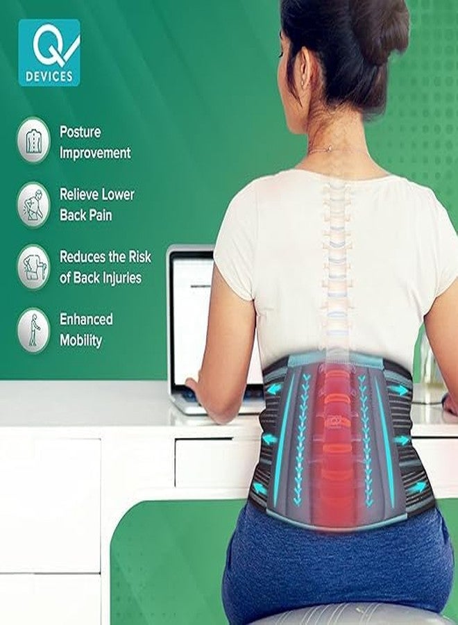 Q DEVICES Lumbo Sacral Belt, Relieve Lower Back Pain & Improve Posture, Adjustable Back Brace, Unisex (Standard 28-40 In) - Image 2