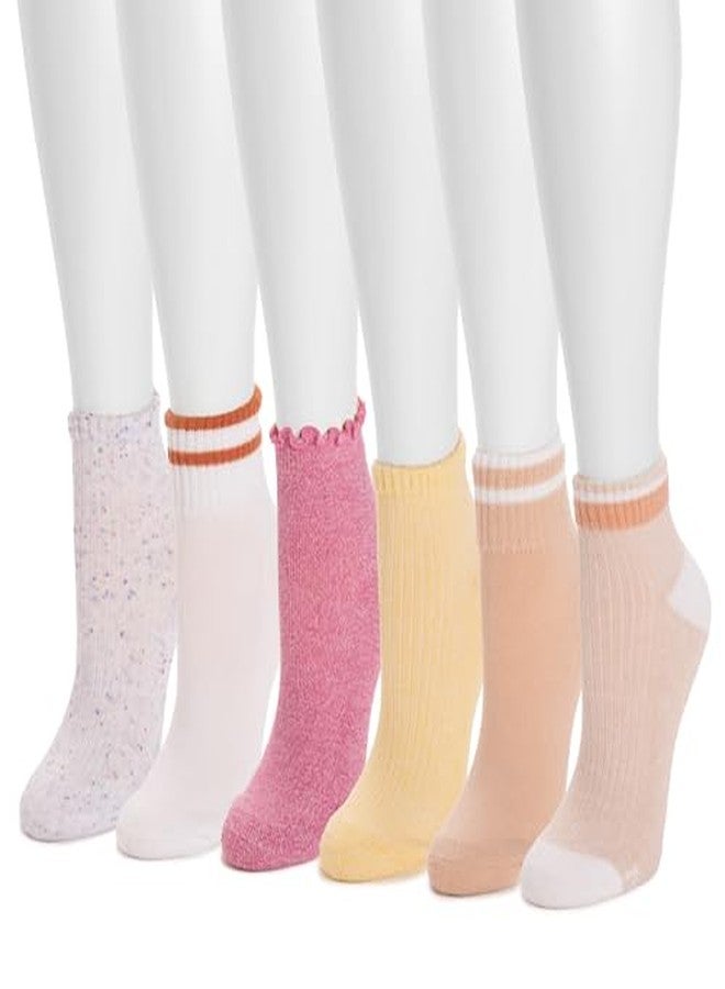 MUK LUKS مجموعة جوارب نسائية من MUK LUKS، ست جوارب قصيرة بتصميم Dream Step، متعددة الألوان، مقاس واحد - Image 2