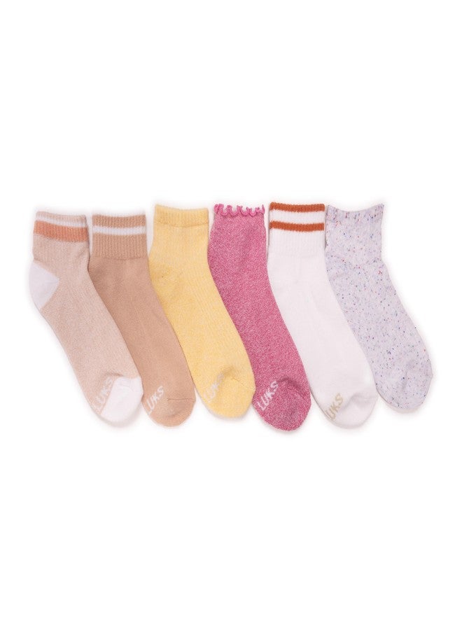 MUK LUKS مجموعة جوارب نسائية من MUK LUKS، ست جوارب قصيرة بتصميم Dream Step، متعددة الألوان، مقاس واحد - Image 1