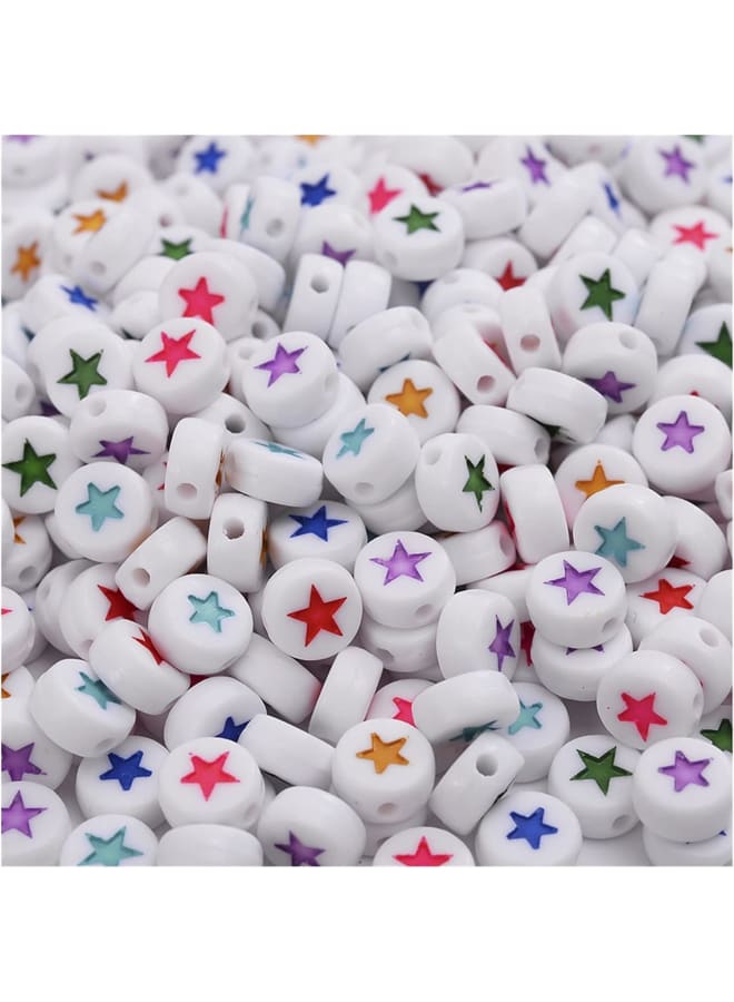 Exquisite 100/200/300/500pcs 7mm Acrylic Spacer Beads Fluorescent Round Star Beads For Jewelry Making DIY Handmade Charms Bracelet Earring XAN0817 (Color : Blue, Item Diameter : 500PCS) - Image 2