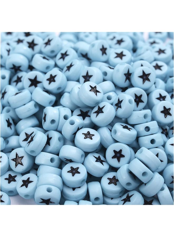 Exquisite 100/200/300/500pcs 7mm Acrylic Spacer Beads Fluorescent Round Star Beads For Jewelry Making DIY Handmade Charms Bracelet Earring XAN0817 (Color : Blue, Item Diameter : 500PCS) - Image 1