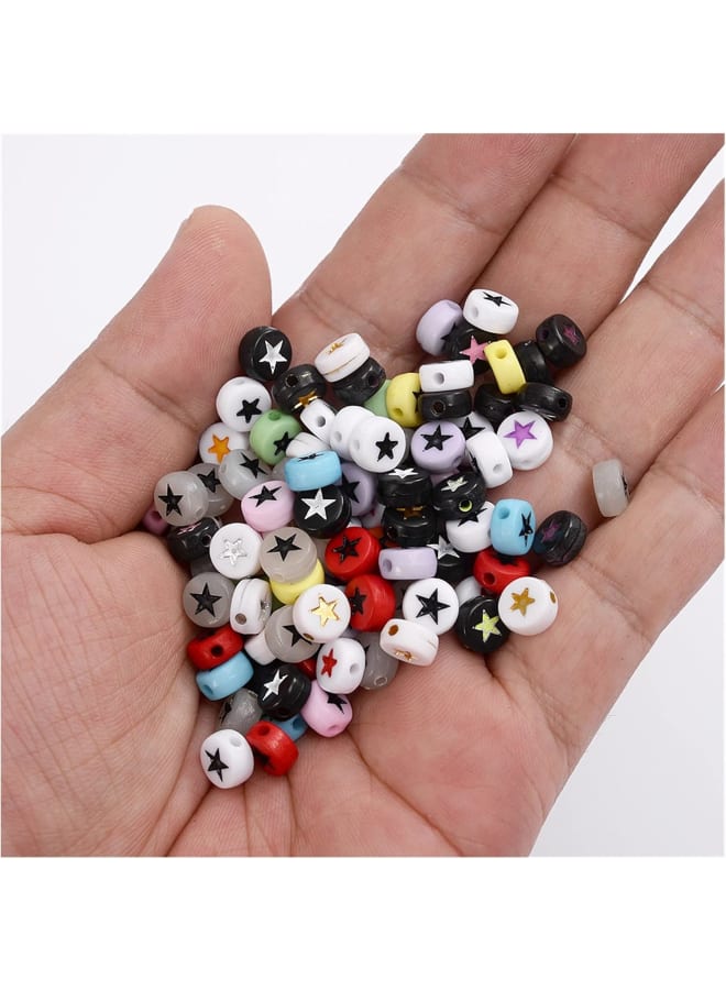 Exquisite 100/200/300/500pcs 7mm Acrylic Spacer Beads Fluorescent Round Star Beads For Jewelry Making DIY Handmade Charms Bracelet Earring XAN0817 (Color : Blue, Item Diameter : 500PCS) - Image 4