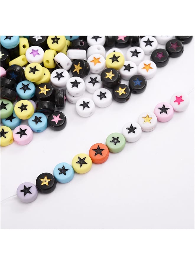 Exquisite 100/200/300/500pcs 7mm Acrylic Spacer Beads Fluorescent Round Star Beads For Jewelry Making DIY Handmade Charms Bracelet Earring XAN0817 (Color : Blue, Item Diameter : 500PCS) - Image 5