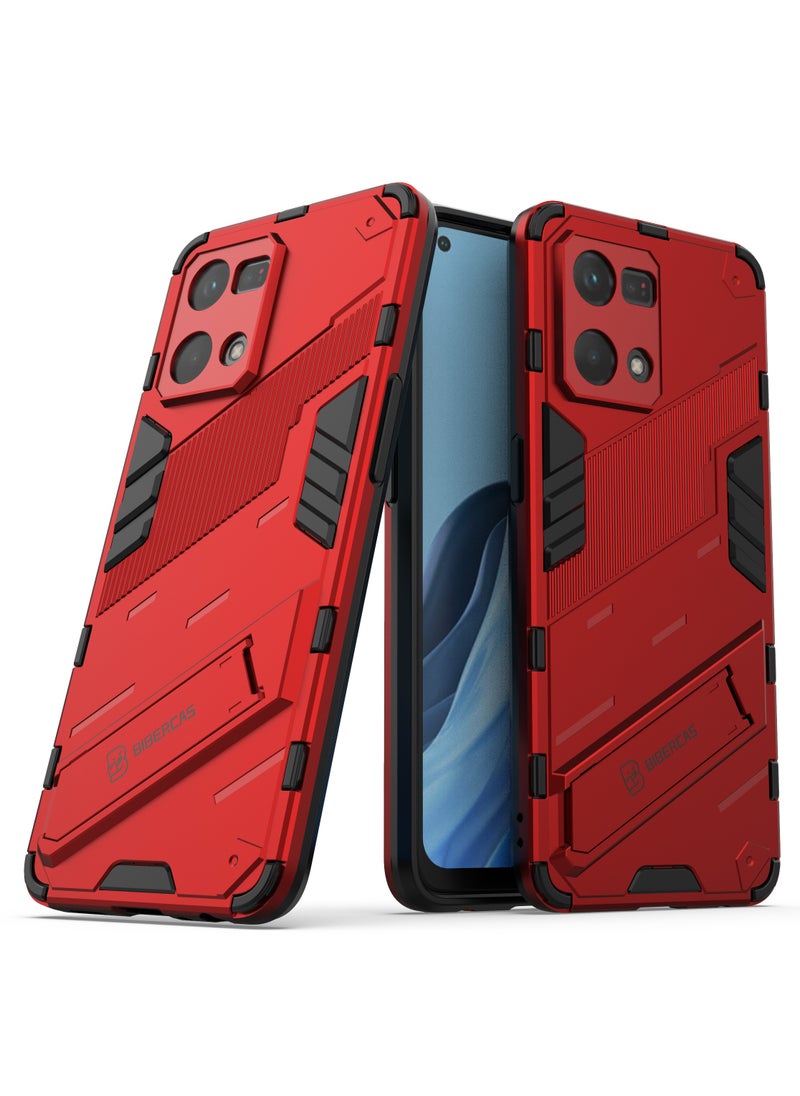 جولدن ماسك - اوبو رينو 7 4جى/اف 21 برو (Oppo Reno7 4G/F21 Pro) جراب بانك كفر حماية للهاتف - (احمر) - Image 1