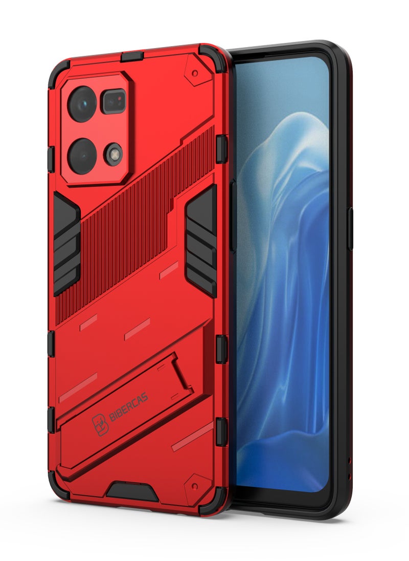 جولدن ماسك - اوبو رينو 7 4جى/اف 21 برو (Oppo Reno7 4G/F21 Pro) جراب بانك كفر حماية للهاتف - (احمر) - Image 1