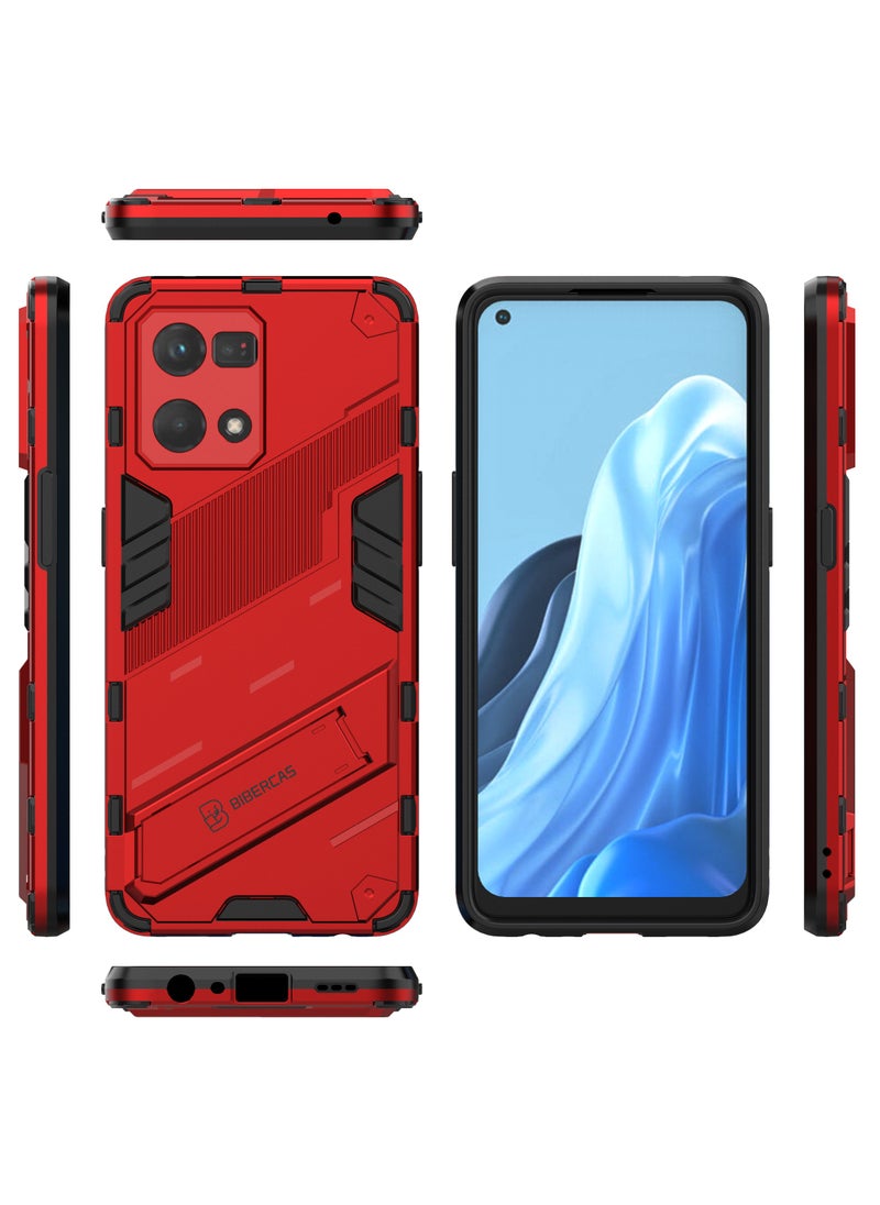 جولدن ماسك - اوبو رينو 7 4جى/اف 21 برو (Oppo Reno7 4G/F21 Pro) جراب بانك كفر حماية للهاتف - (احمر) - Image 1