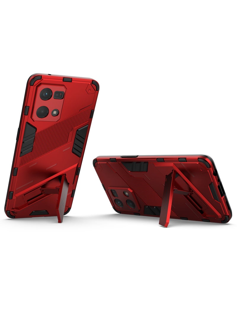 جولدن ماسك - اوبو رينو 7 4جى/اف 21 برو (Oppo Reno7 4G/F21 Pro) جراب بانك كفر حماية للهاتف - (احمر) - Image 1