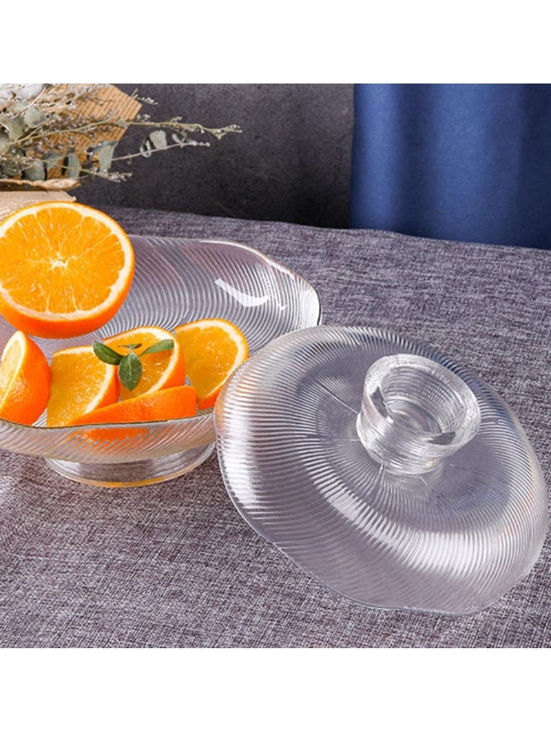 Footed Glass Fruit Bowl, with Golden Rim Dessert Serving Dish Fruit Serving Plate, for Fruit Snacks Candy - Diameter Table Centerpiece Dish - White Transparent Dish