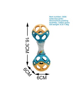 Infant Hand-held Ball Can Be Bitten Can Be Boiled Toys Early Education Puzzle Large Hole Rattle Hand-held Soft Rubber Ball Wholesale-Color:Double Rattle  3606