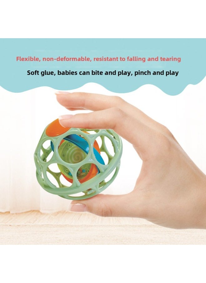 Generic - Infant Hand-held Ball Can Be Bitten Can Be Boiled Toys Early Education Puzzle Large Hole Rattle Hand-held Soft Rubber Ball Wholesale-Color:Double Rattle  3606 - Image 1