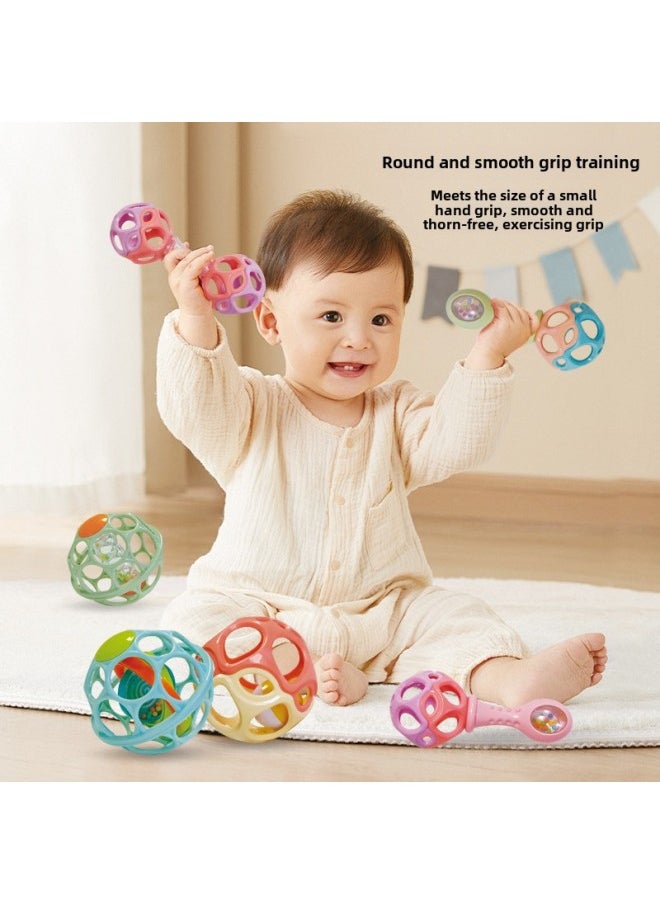 Generic - Infant Hand-held Ball Can Be Bitten Can Be Boiled Toys Early Education Puzzle Large Hole Rattle Hand-held Soft Rubber Ball Wholesale-Color:Double Rattle  3606 - Image 1