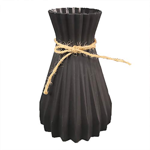 Houkiper Plastic vase, Vases for Flowers Ceramic Look Unbreakable Home Decoration Vase European Wedding for Home Decor, Living Room, Table, Home, Office, Black - Image 1