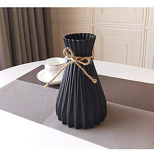 Houkiper Plastic vase, Vases for Flowers Ceramic Look Unbreakable Home Decoration Vase European Wedding for Home Decor, Living Room, Table, Home, Office, Black - Image 4