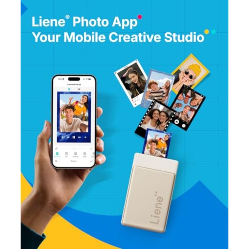طابعة صور صغيرة محمولة بتقنية الذكاء الاصطناعي للصبغ الحراري لهواتف iPhone، ورق لاصق 2x3 5 خراطيش، أبيض لؤلؤي، صانع ملصقات بلوتوث فوري - Image 3
