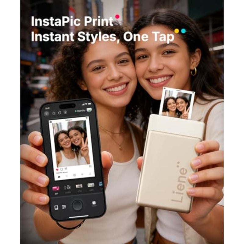 طابعة صور صغيرة محمولة بتقنية الذكاء الاصطناعي للصبغ الحراري لهواتف iPhone، ورق لاصق 2x3 5 خراطيش، أبيض لؤلؤي، صانع ملصقات بلوتوث فوري - Image 5
