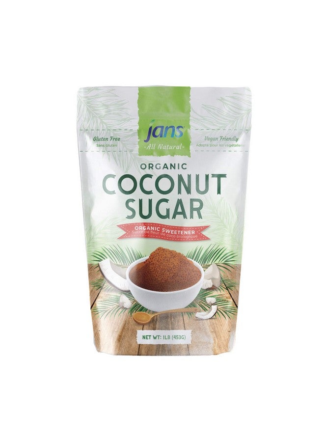 Jans Organic Coconut Sugar - 16 oz | All Natural Organic Sweetener | Fresh Coconut Derived | Gluten-Free | Non-GMO | Low Glycemic | Paleo & Vegan Approved | USDA Certified Organic (Pack of 1) - Image 1