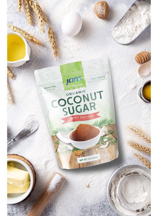 Jans Organic Coconut Sugar - 16 oz | All Natural Organic Sweetener | Fresh Coconut Derived | Gluten-Free | Non-GMO | Low Glycemic | Paleo & Vegan Approved | USDA Certified Organic (Pack of 1) - Image 4