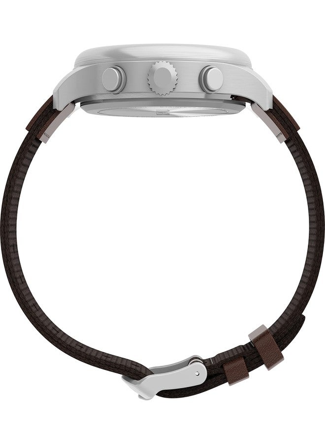 Timex Men's Expedition Field Chrono 43mm Watch - Brown Strap Black Dial Silver-Tone Case, Brown - Image 2