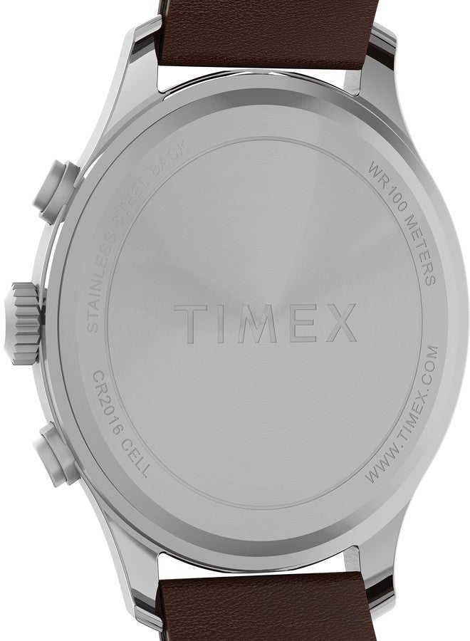 Timex Men's Expedition Field Chrono 43mm Watch - Brown Strap Black Dial Silver-Tone Case, Brown - Image 5