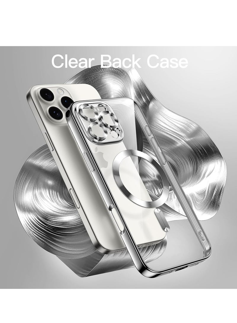 DUSALA Soft Clear Case for iPhone 16 Pro Max 6.9-Inch, Camera Lens Full Protection Compatible with MagSafe Wireless Charging Shockproof Electroplated TPU Phone Cover   Silver - Image 3