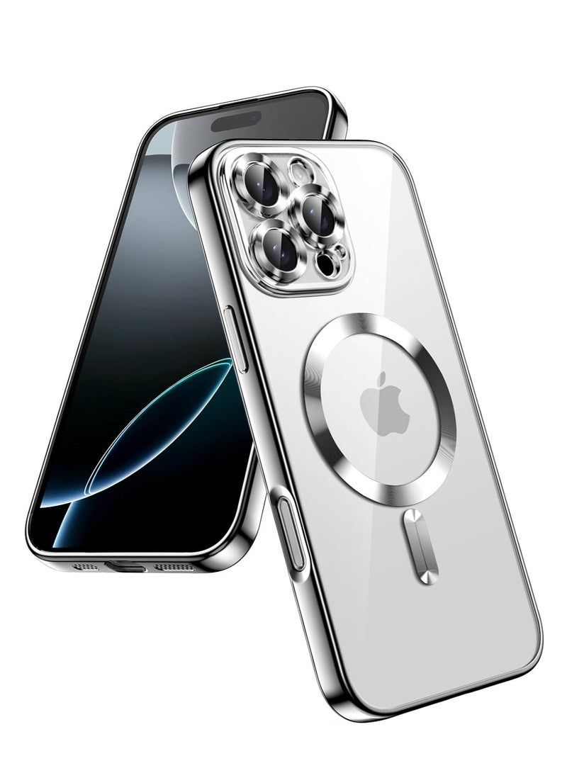 DUSALA Soft Clear Case for iPhone 16 Pro Max 6.9-Inch, Camera Lens Full Protection Compatible with MagSafe Wireless Charging Shockproof Electroplated TPU Phone Cover   Silver - Image 1