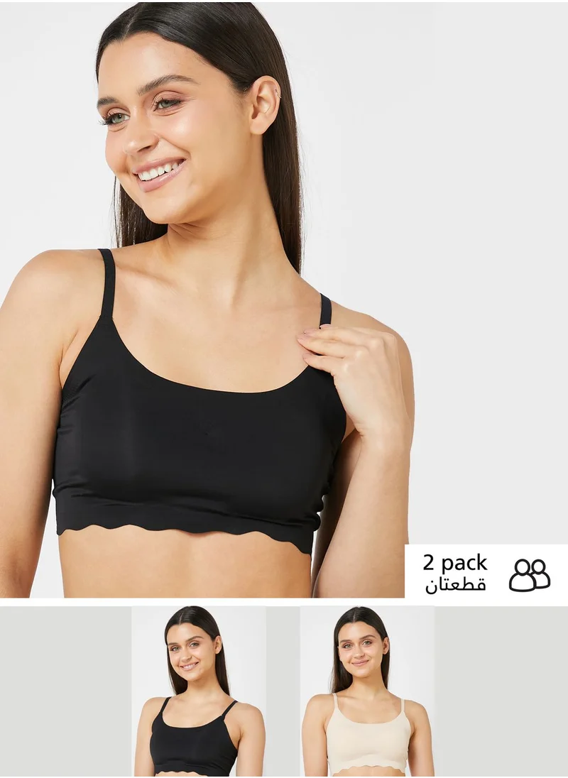 Ginger Basics 2 Pack Scallop Hem Sports Bra