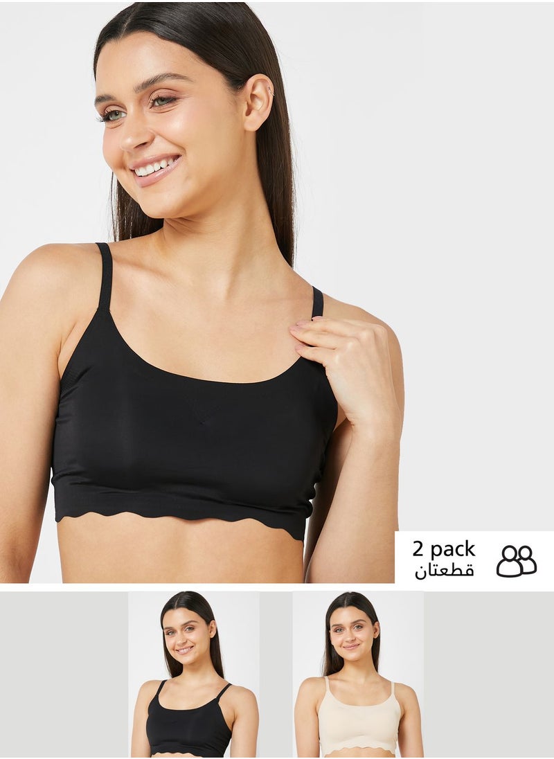 Ginger Basics 2 Pack Scallop Hem Sports Bra  - Image 1