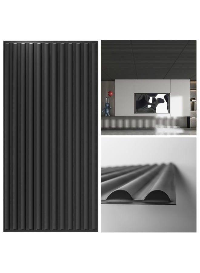 Art3d 2x4 ft Drop Ceiling Tiles in Black, 12-Sheet Arc-Slat Design 3D Wall Panels for Interior Wall Decor 24x48 inch - Image 1