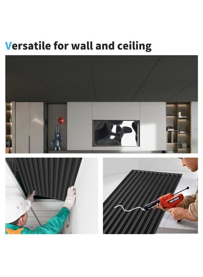 Art3d 2x4 ft Drop Ceiling Tiles in Black, 12-Sheet Arc-Slat Design 3D Wall Panels for Interior Wall Decor 24x48 inch - Image 5