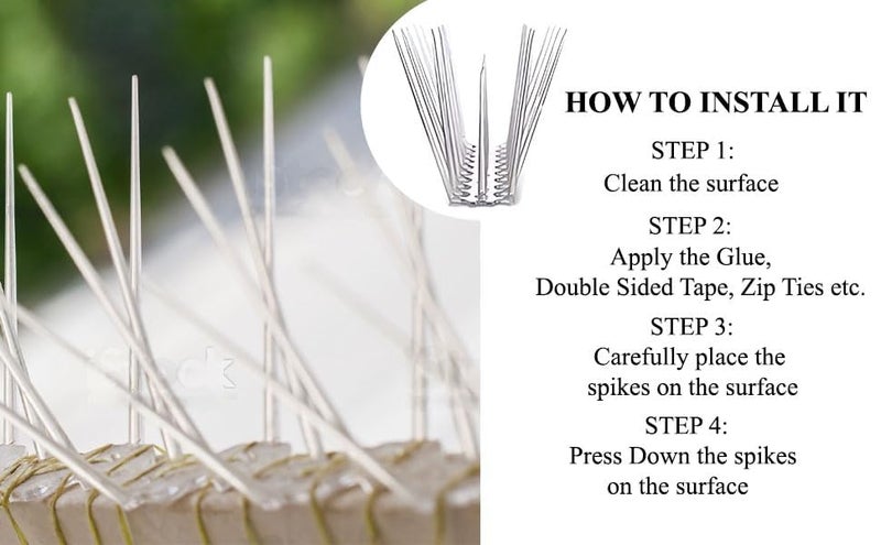 AYUNIX Pestezy Spikes for Birds & Pigeon. Polycarbonated Bird Spikes | Weather Resistent & UV Protected | Pigeon Control Spikes for Balcony, AC, Window, Railing etc (Pack of 10) - Image 4