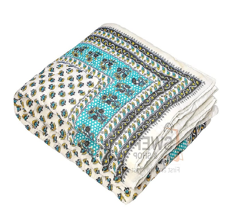 SIBLEY 400 T C Jaipuri Print Cotton Single Bed Razai Quilts Blankets for Home, 85x55 Inches(Multicolour) - Pack of 2 - Image 5