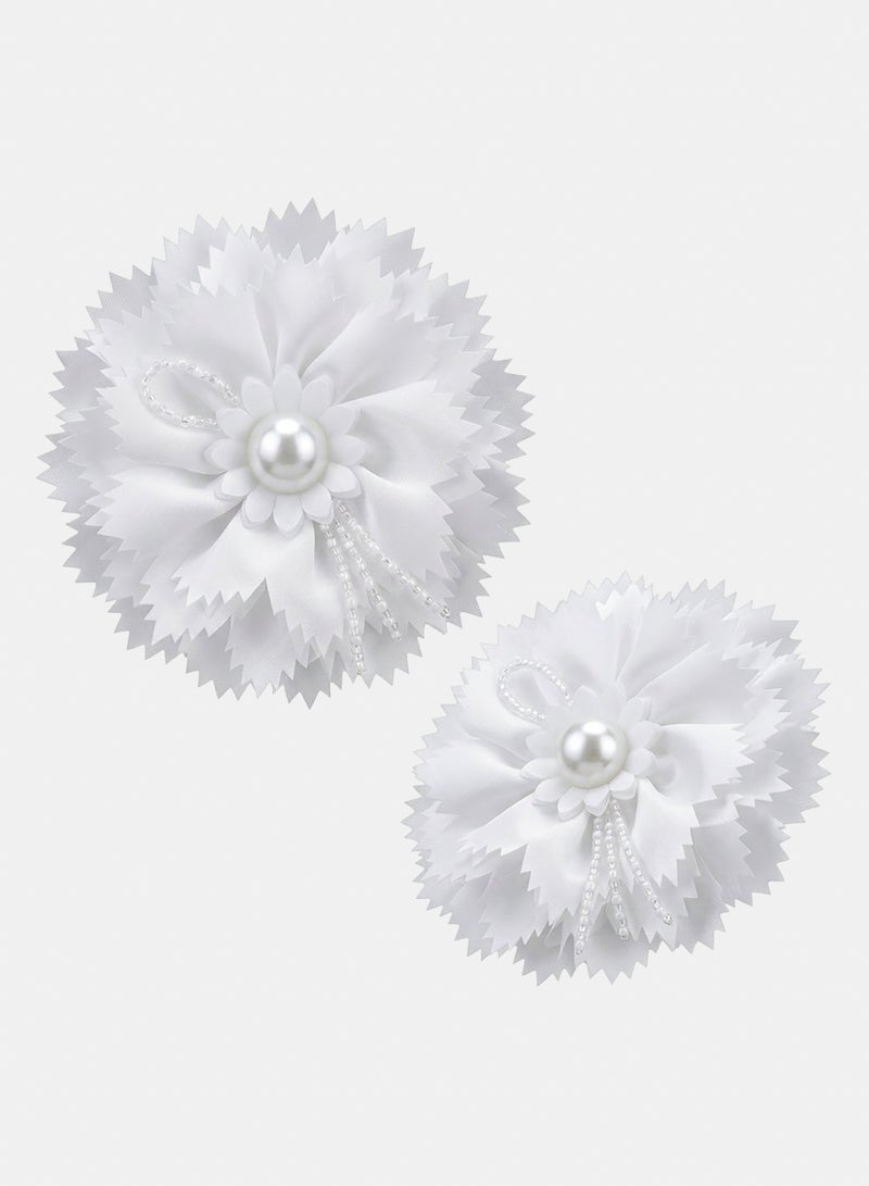 Al Nasser Girls Layered Flower Hair Clip Set With Pearl Center - Image 1