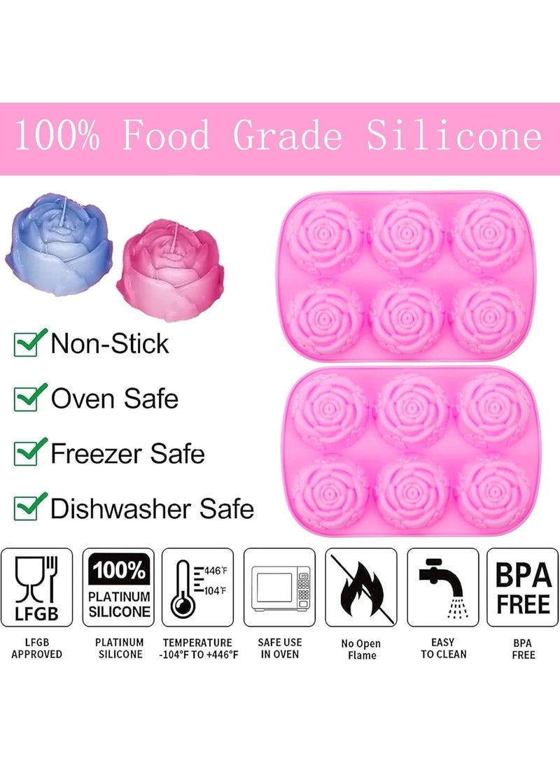 Silicone Rose Molds for Chocolate, 6 Cavities Each, Pink, 2 Pack - Image 5