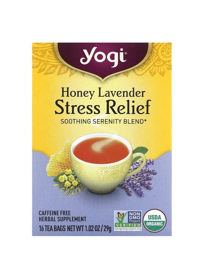 شاي يوغي مجموعة من 16 كيس شاي عشبي بالعسل العضوي واللافندر لتخفيف التوتر - Image 1