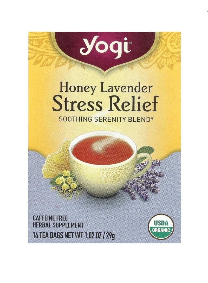 Yogi Tea Pack Of 16 Organic Honey Lavender Stress Relief Herbal Tea Bags - Image 1