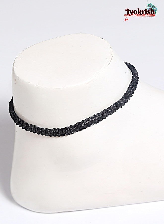 Jyokrish Handmade Adjustable Pair of 1 Simple Black Thread Knot Anklet For Women | girls | Nazariya |Anklet |Payal |Free Size |Pack of 2| Threadwork - Image 3