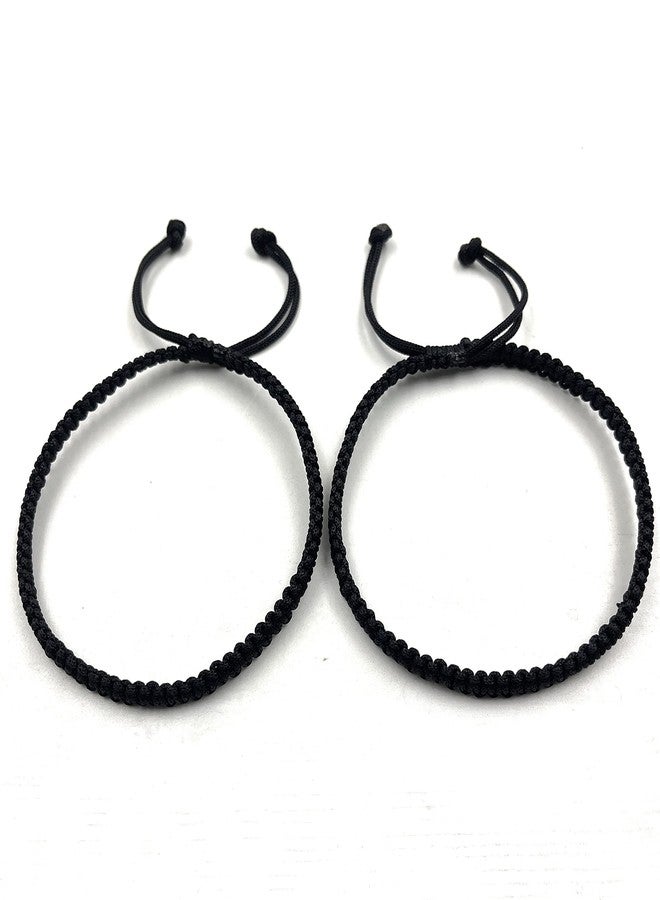 Jyokrish Handmade Adjustable Pair of 1 Simple Black Thread Knot Anklet For Women | girls | Nazariya |Anklet |Payal |Free Size |Pack of 2| Threadwork - Image 1