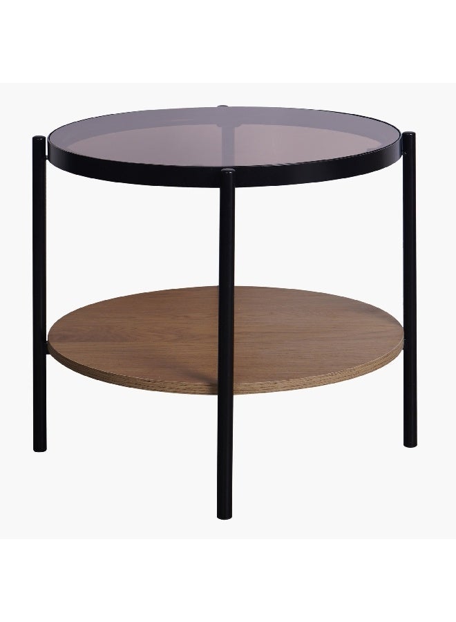 Home Box Velmont Glass Top End Table with Shelf 52 x 45 x 52 cm - Image 3