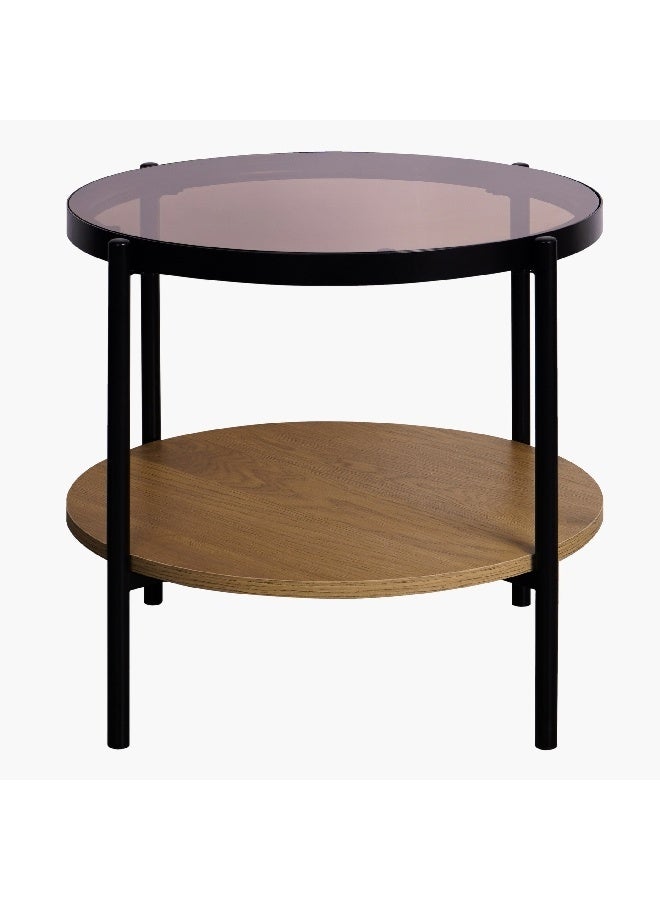 Home Box Velmont Glass Top End Table with Shelf 52 x 45 x 52 cm - Image 1