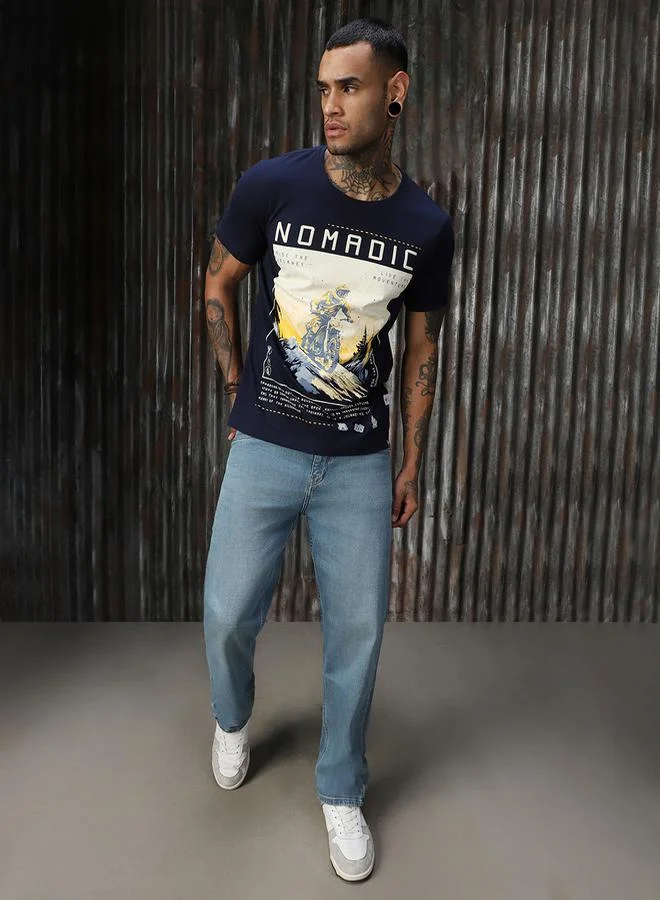 HIGH STAR Printed Cotton Regular Fit T-Shirt by Styli
