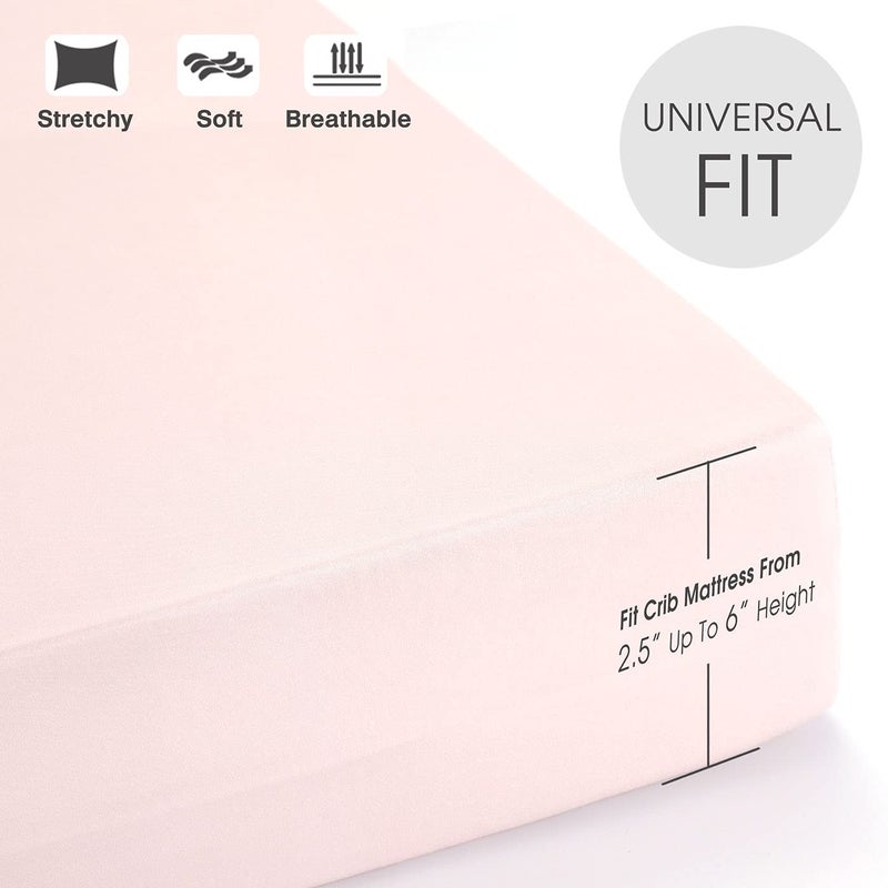 GRSSDER Stretchy Ultra Soft Jersey Knit Fitted Crib Sheets Set 2 Pack, Cozy Crib Sheet Girl Fits All Standard Crib Mattress Pads, Beautiful Pink Rose Print - Image 5
