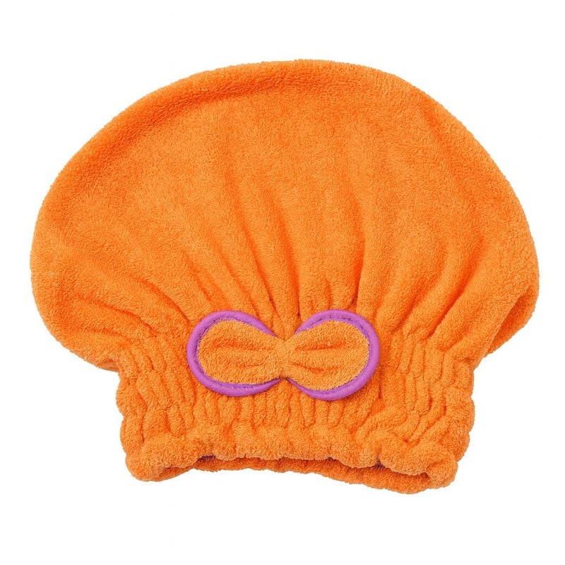 Hair Drying Towel - Microfiber Quick Dry Turban Cap for Wet & Curly Hair, Heat Protection Lightweight Soft Bath Wrap for Women & Girls Salon (Orange) - Image 1