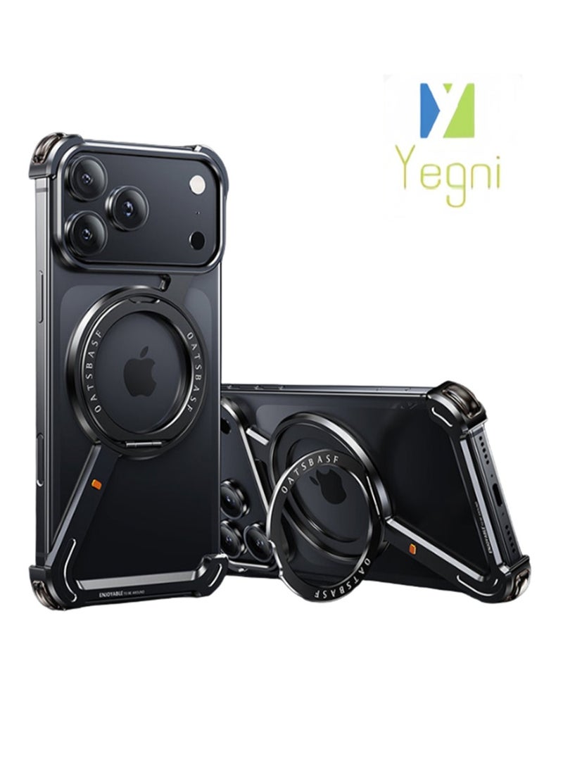 نعم سيدي. حافظة مغناطيسية دوارة مبتكرة على شكل حرف Z مناسبة لسلسلة iPhone 16 وسلسلة iPhone 17 وحافظة الهاتف المحمول المعدنية المجوفة بدون حدود وحافظة شحن مغناطيسية معدنية - Image 1