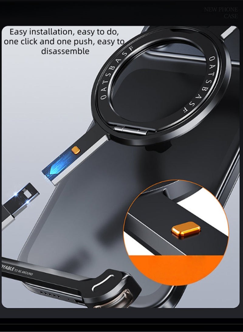 نعم سيدي. حافظة مغناطيسية دوارة مبتكرة على شكل حرف Z مناسبة لسلسلة iPhone 16 وسلسلة iPhone 17 وحافظة الهاتف المحمول المعدنية المجوفة بدون حدود وحافظة شحن مغناطيسية معدنية - Image 3