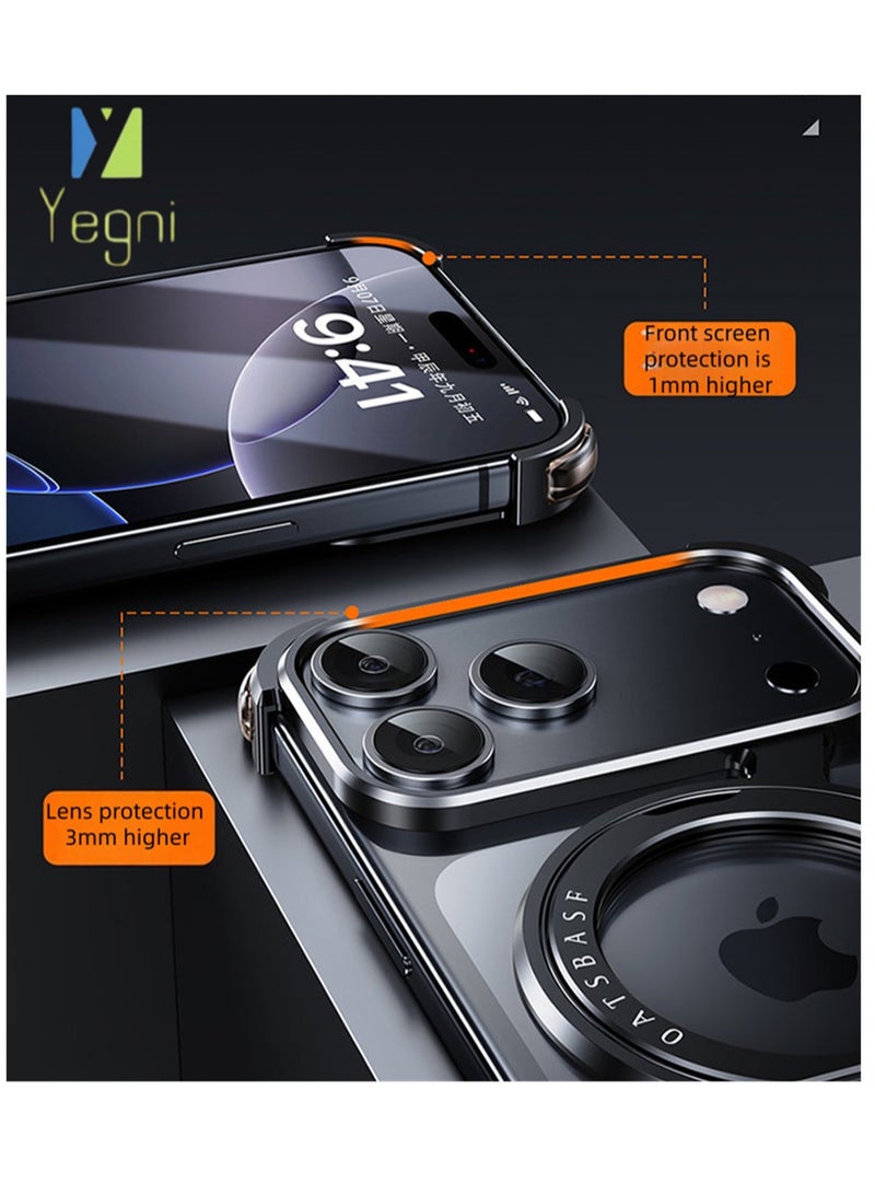 نعم سيدي. حافظة مغناطيسية دوارة مبتكرة على شكل حرف Z مناسبة لسلسلة iPhone 16 وسلسلة iPhone 17 وحافظة الهاتف المحمول المعدنية المجوفة بدون حدود وحافظة شحن مغناطيسية معدنية - Image 4